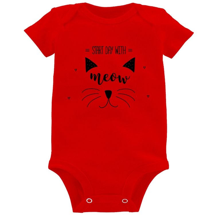 Body Bebê Gatinha Start Day With Meow - Vermelho