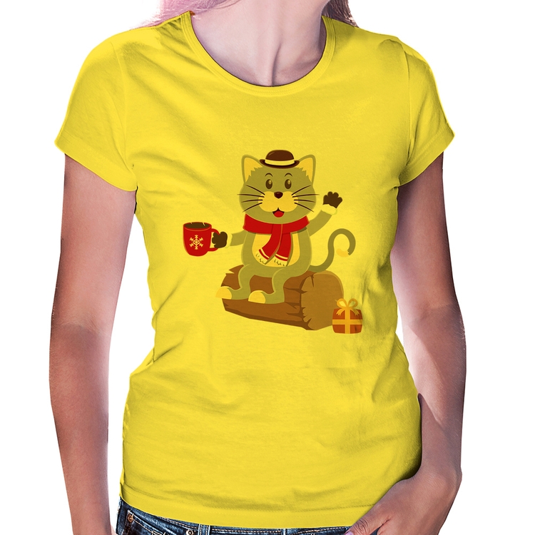 Baby Look Gatinho Simpático - Amarela