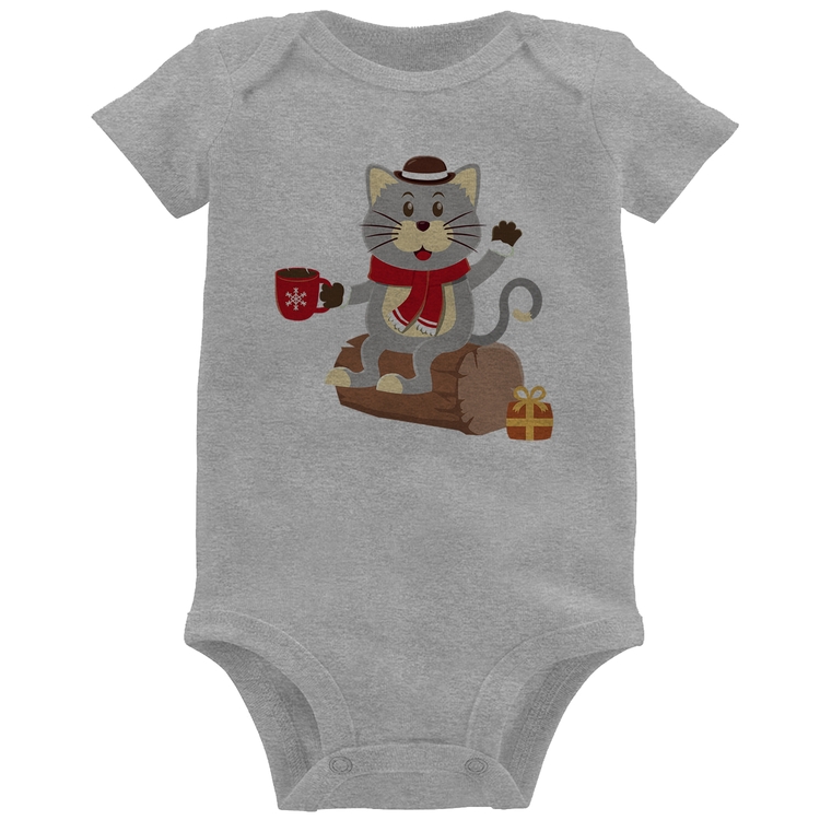 Body Bebê Gatinho Simpático - Cinza
