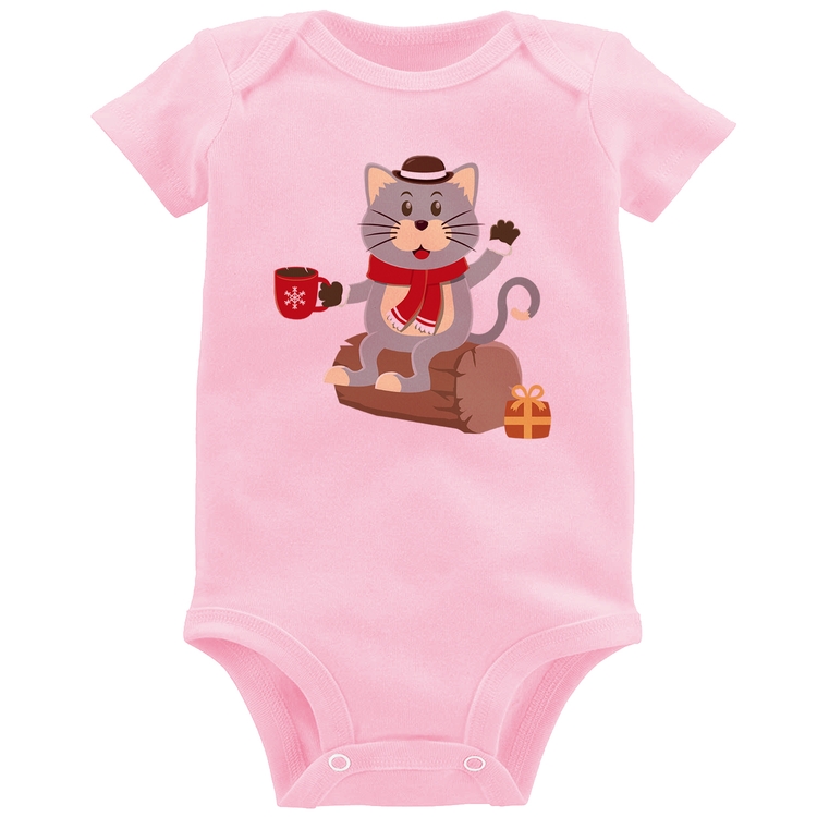 Body Bebê Gatinho Simpático - Rosa Bebê