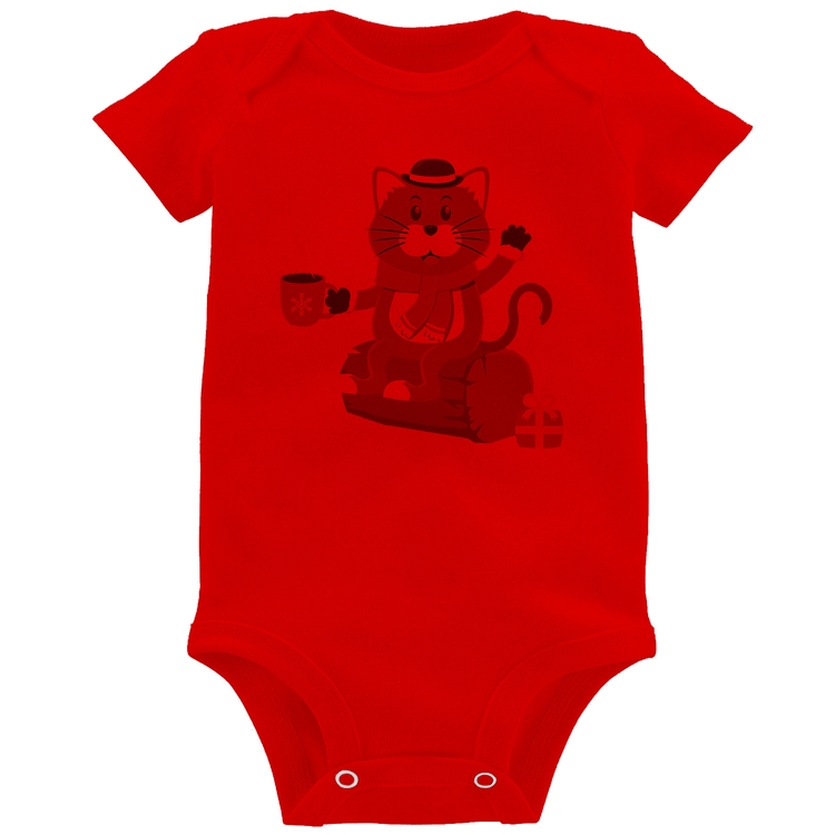 Body Bebê Gatinho Simpático - Vermelho