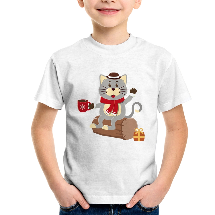 Camiseta Infantil Gatinho Simpático