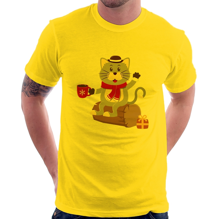 Camiseta Gatinho Simpático - Amarela