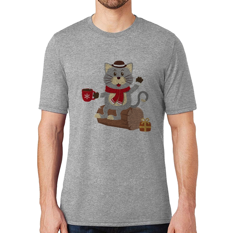 Camiseta Gatinho Simpático - Cinza