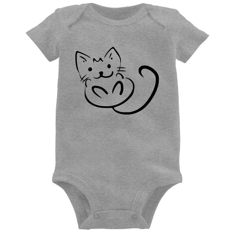 Body Bebê Gatinho Traços - Cinza