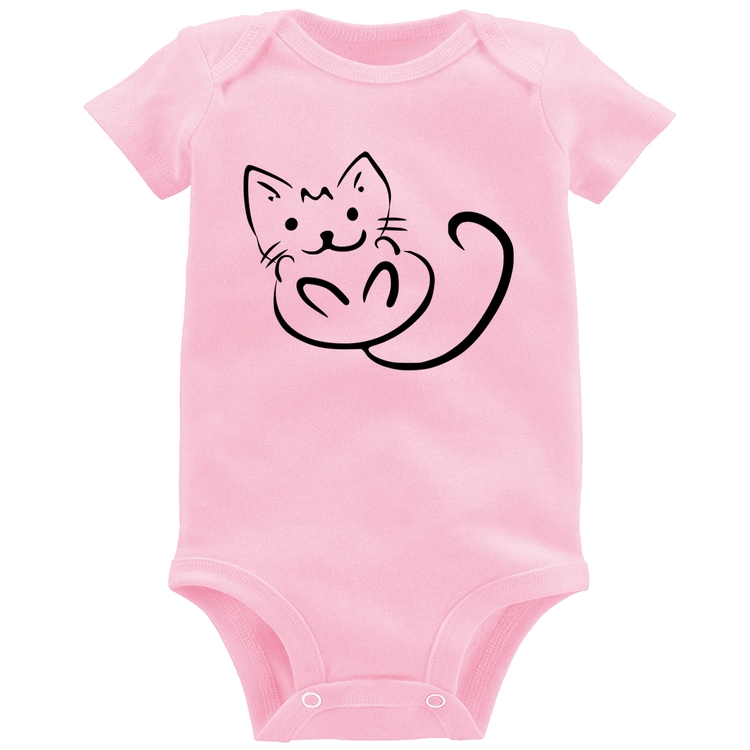 Body Bebê Gatinho Traços - Rosa Bebê