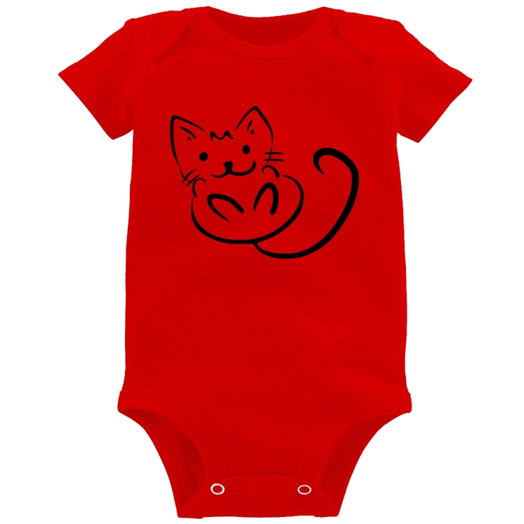Body Bebê Gatinho Traços - Vermelho