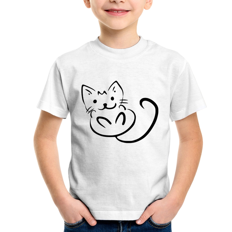 Camiseta Infantil Gatinho Traços