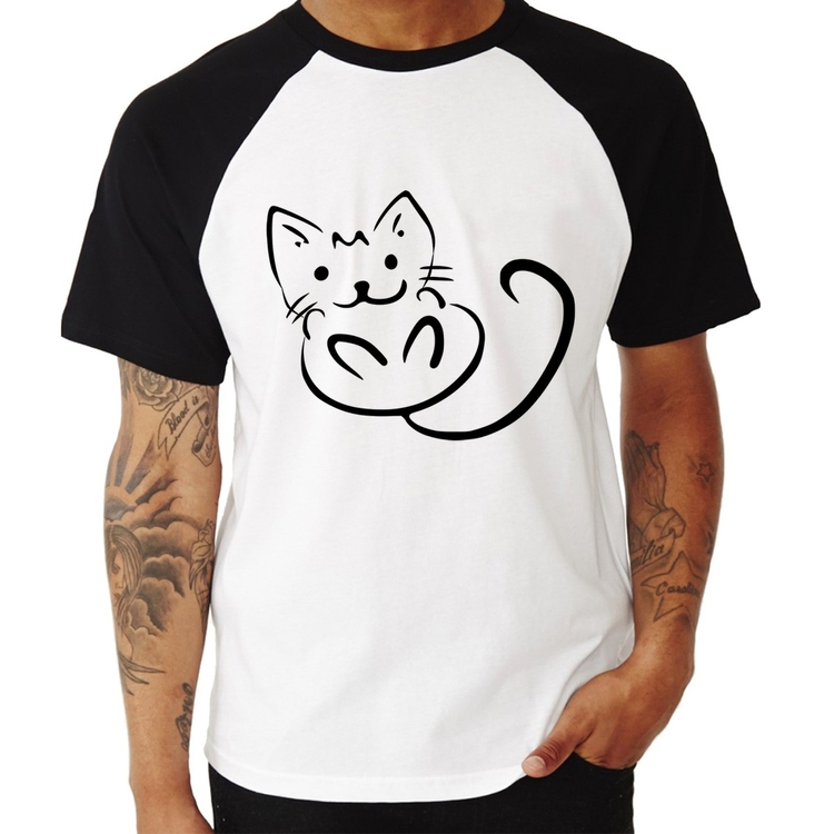 Camiseta Raglan Gatinho Traços
