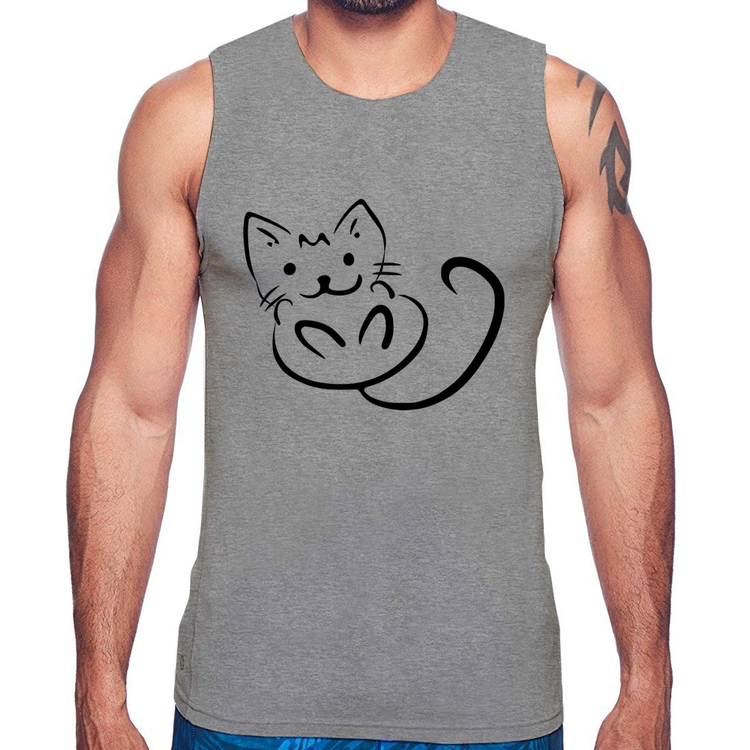 Regata Gatinho Traços - Cinza