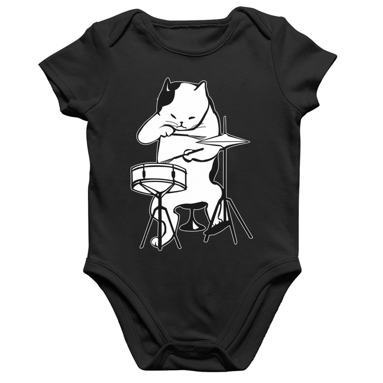 Body Bebê Algodão Gato Baterista