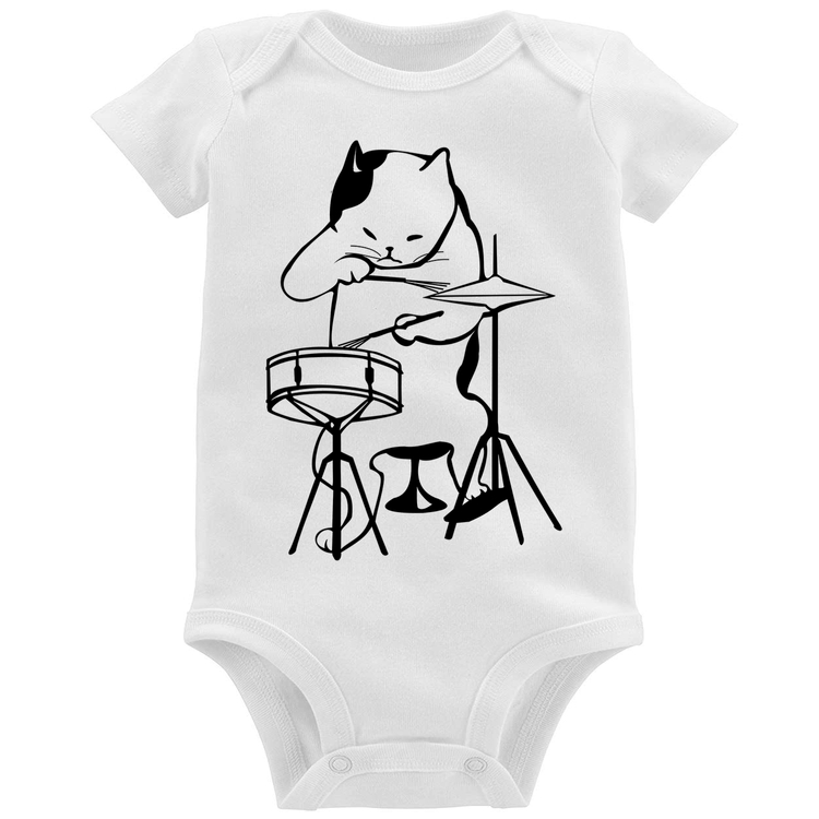Body Bebê Gato Baterista