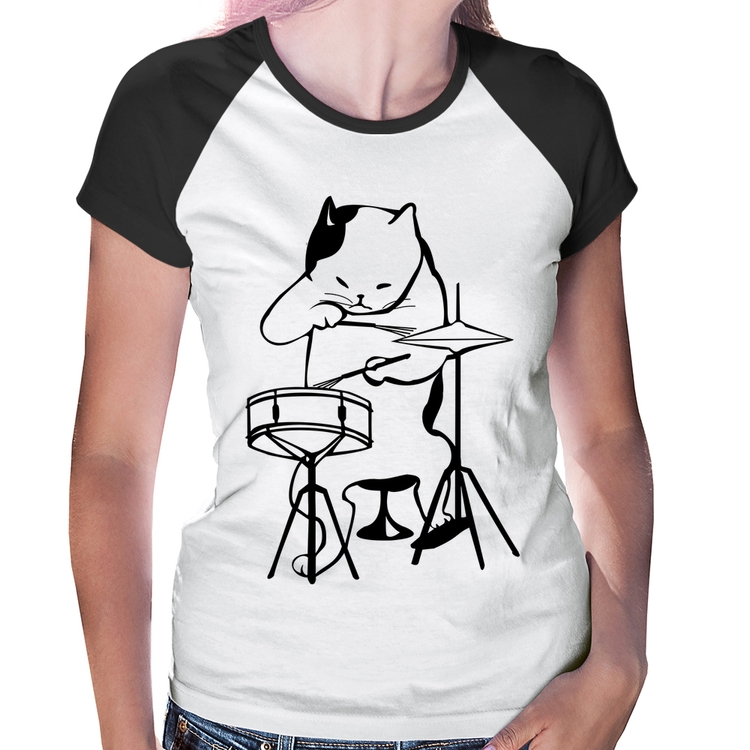 Baby Look Raglan Gato Baterista