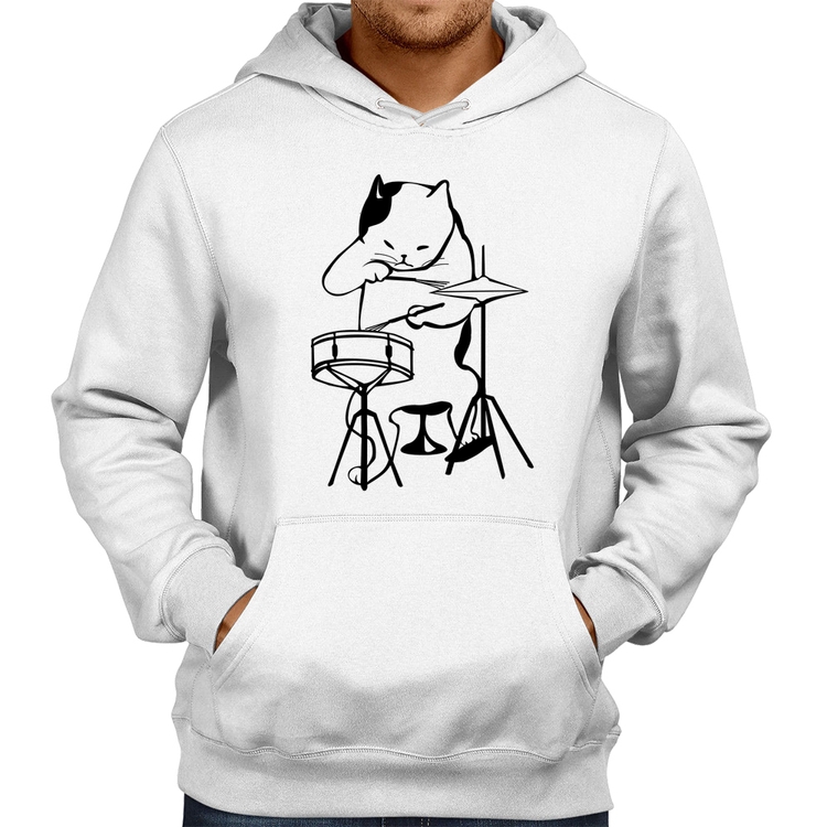 Moletom Gato Baterista - Branco