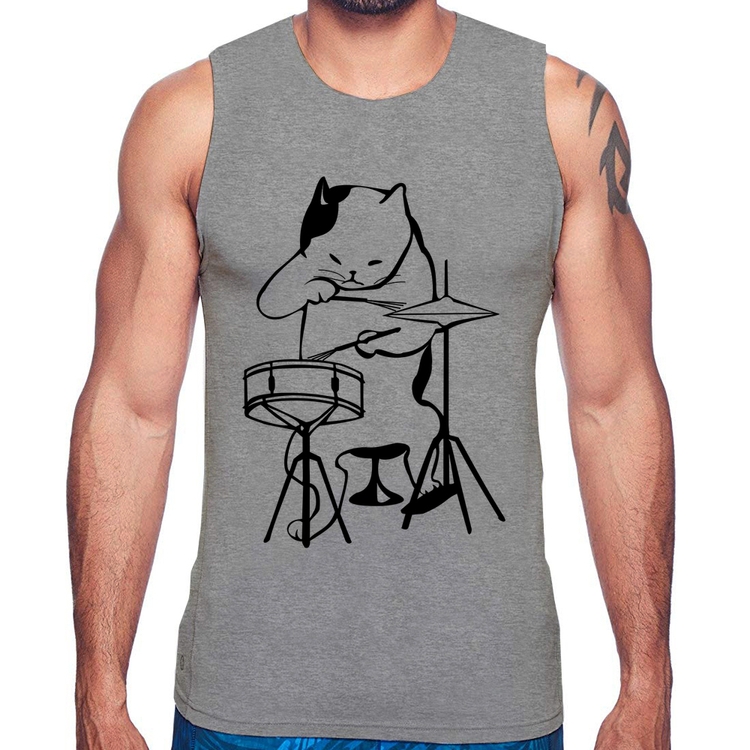 Regata Gato Baterista - Cinza