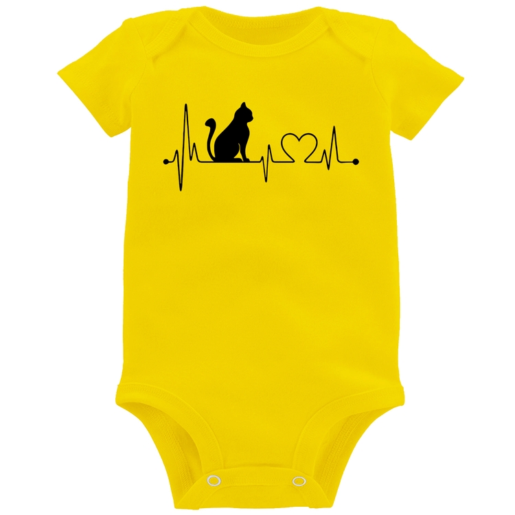Body Bebê Gato Batimentos Cardíacos - Amarelo