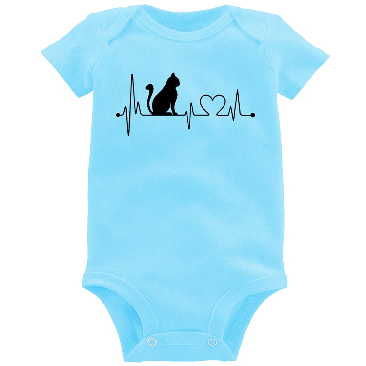 Body Bebê Gato Batimentos Cardíacos - Azul Bebê