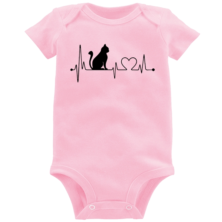 Body Bebê Gato Batimentos Cardíacos - Rosa Bebê