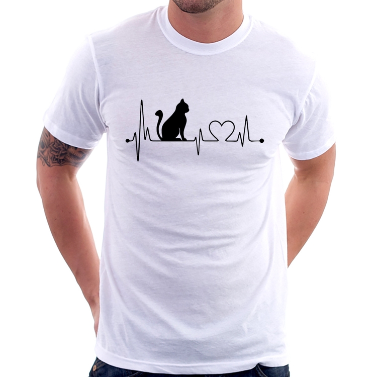 Camiseta Gato Batimentos Cardíacos