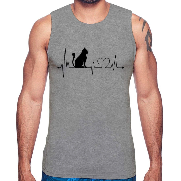 Regata Gato Batimentos Cardíacos - Cinza