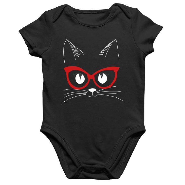 Body Bebê Algodão Gato De Óculos