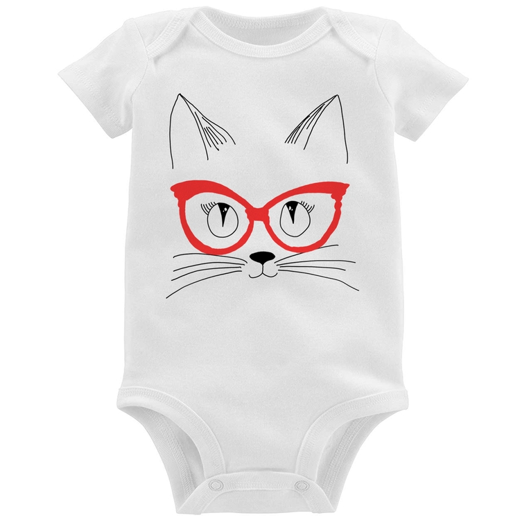 Body Bebê Gato De Óculos