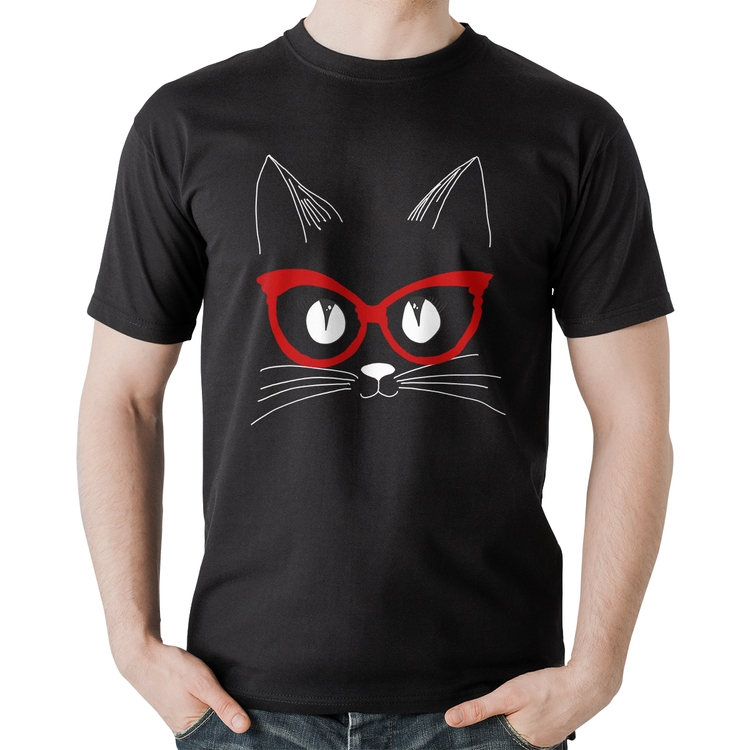 Camiseta Algodão Gato De Óculos