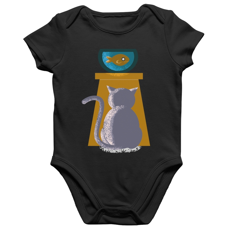 Body Bebê Algodão Gato e Aquário