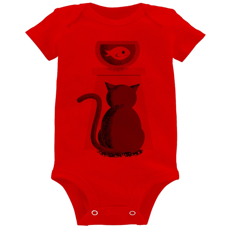 Body Bebê Gato e Aquário - Vermelho