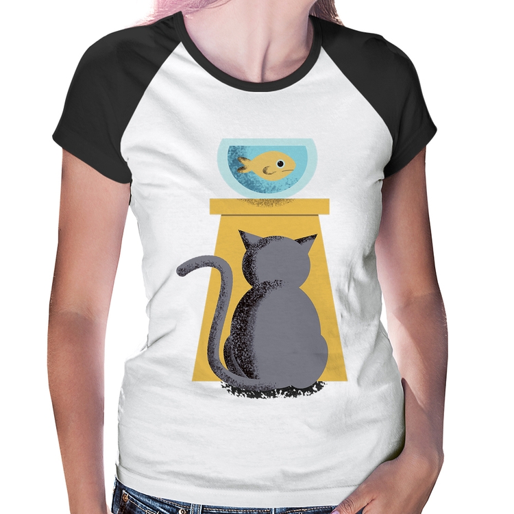 Baby Look Raglan Gato e Aquário
