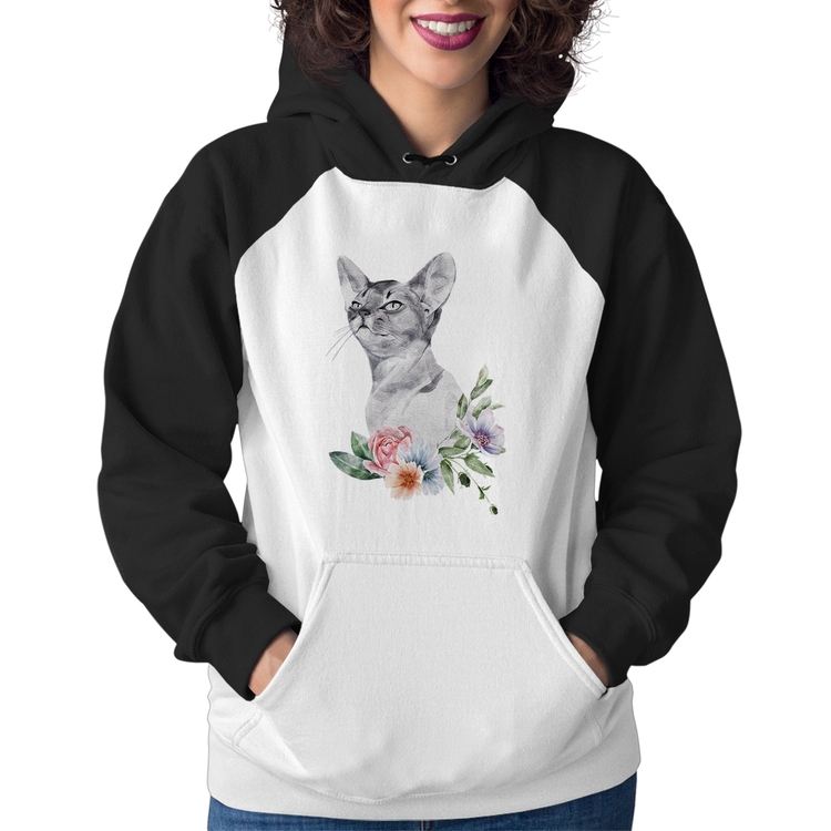 Moletom Feminino Gato e Flores