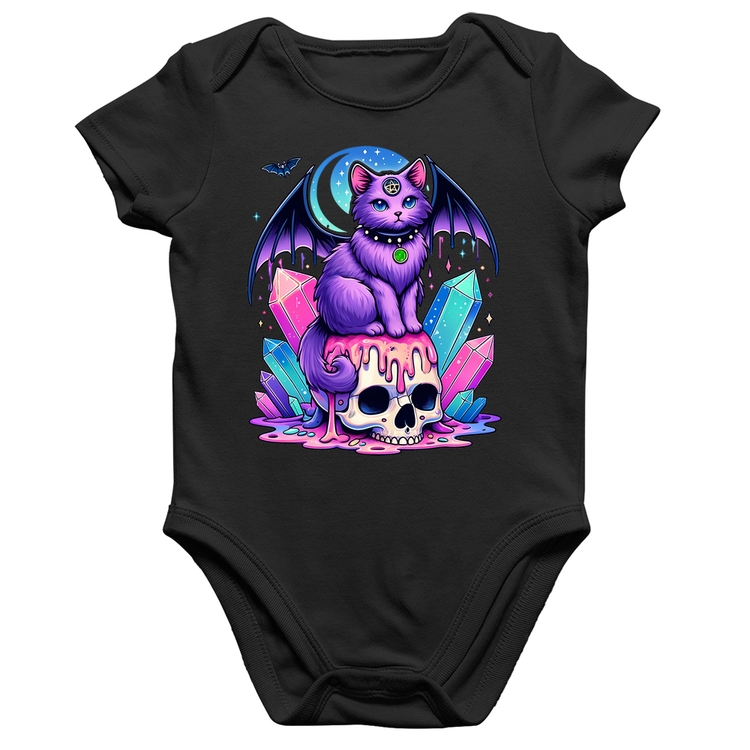 Body Bebê Algodão Gato Gótico Arte