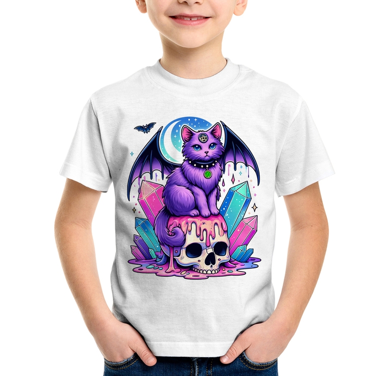 Camiseta Infantil Gato Gótico Arte