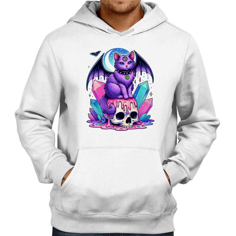 Moletom Gato Gótico Arte - Branco