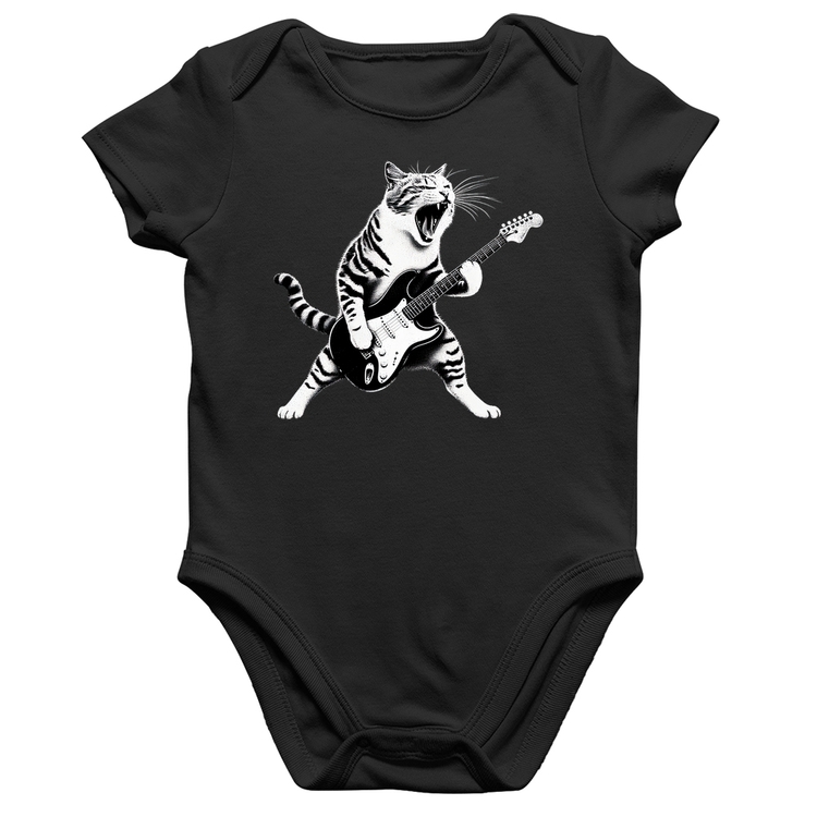 Body Bebê Algodão Gato Guitarrista