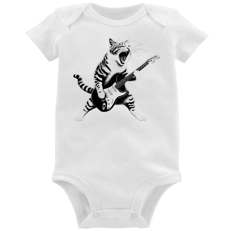 Body Bebê Gato Guitarrista