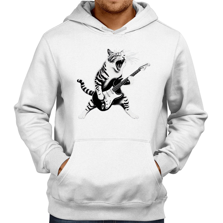 Moletom Gato Guitarrista - Branco