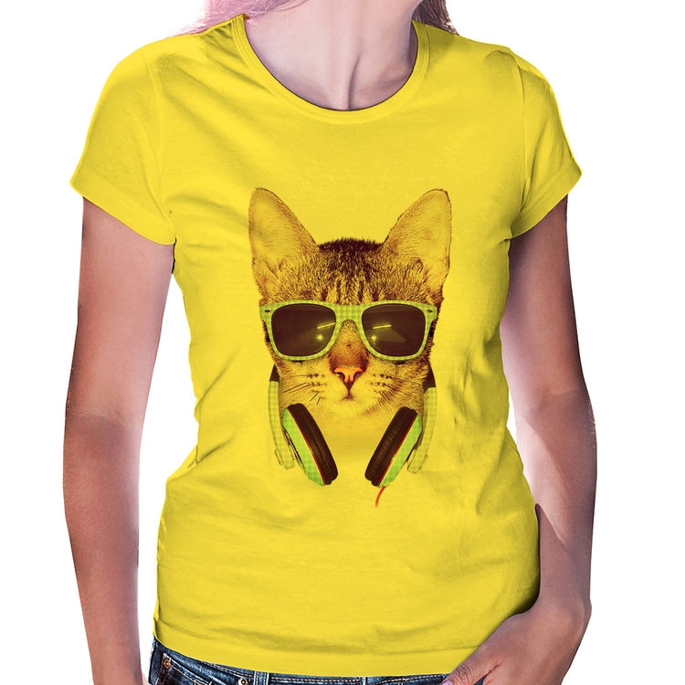 Baby Look Gato Headphone - Amarela