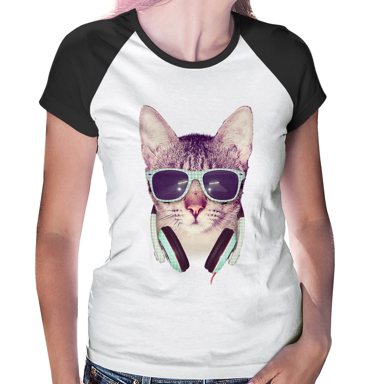 Baby Look Raglan Gato Headphone