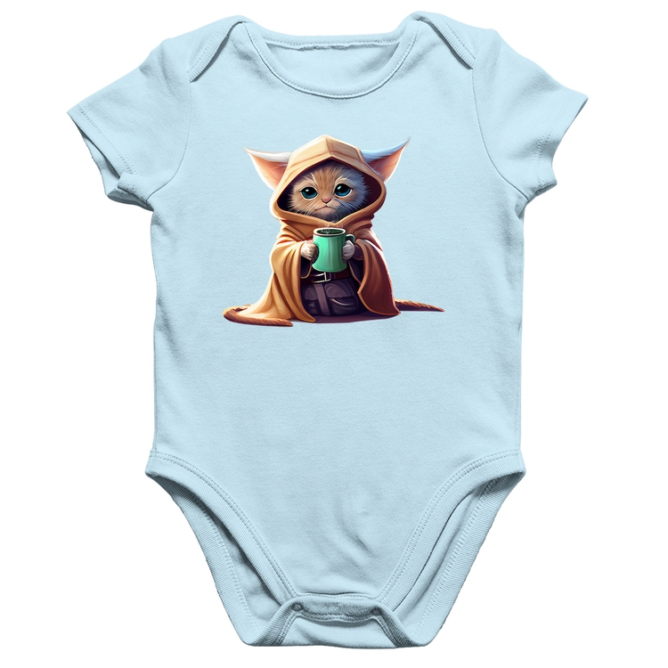 Body Bebê Algodão Gato Jedi - Azul Bebê