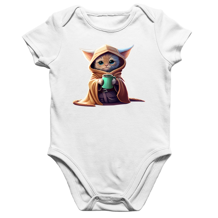 Body Bebê Algodão Gato Jedi - Branco