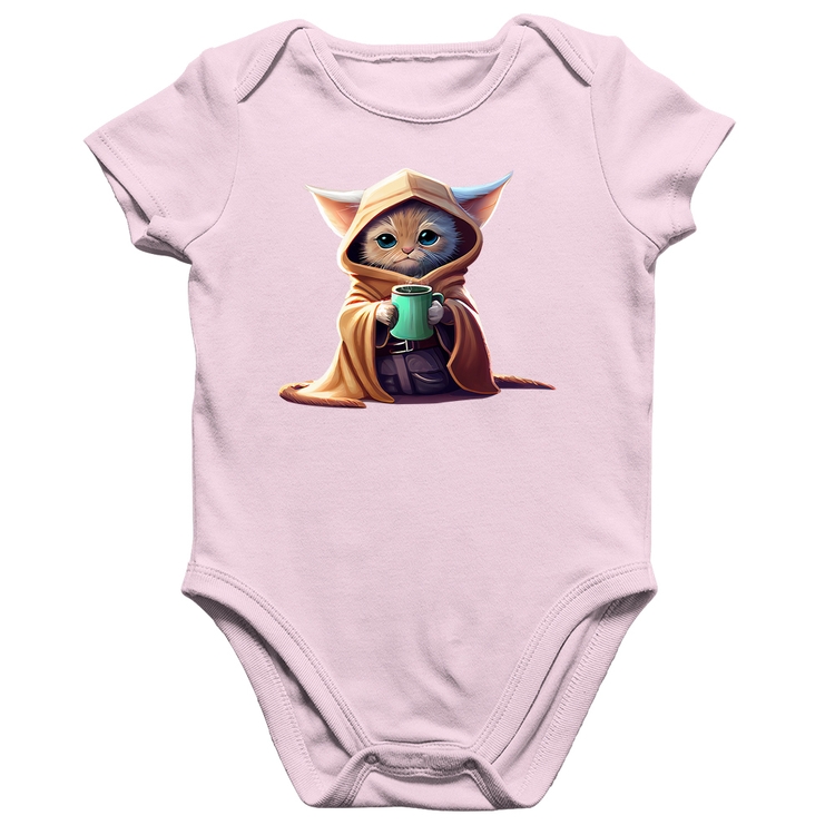 Body Bebê Algodão Gato Jedi - Rosa Bebê