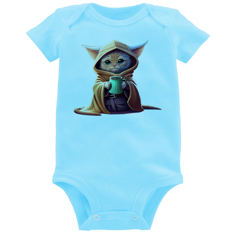 Body Bebê Gato Jedi - Azul Bebê