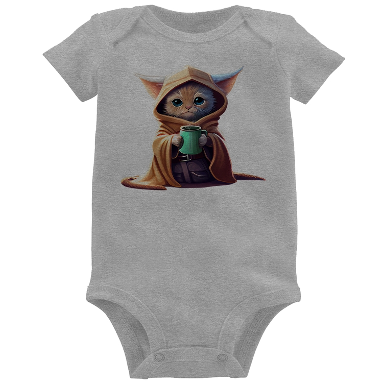Body Bebê Gato Jedi - Cinza