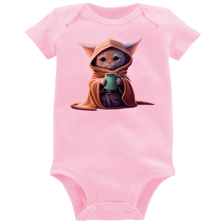 Body Bebê Gato Jedi - Rosa Bebê