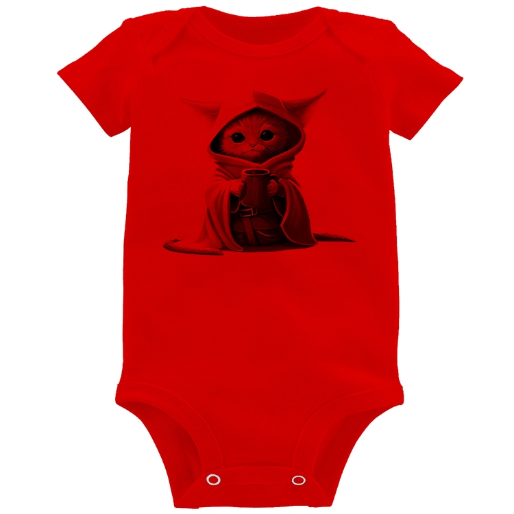 Body Bebê Gato Jedi - Vermelho
