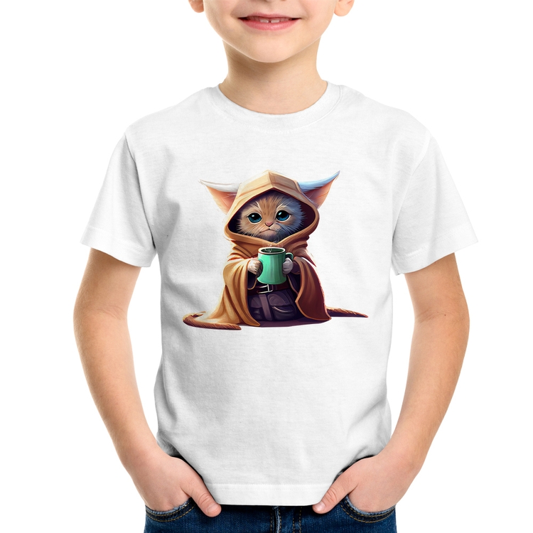 Camiseta Infantil Gato Jedi