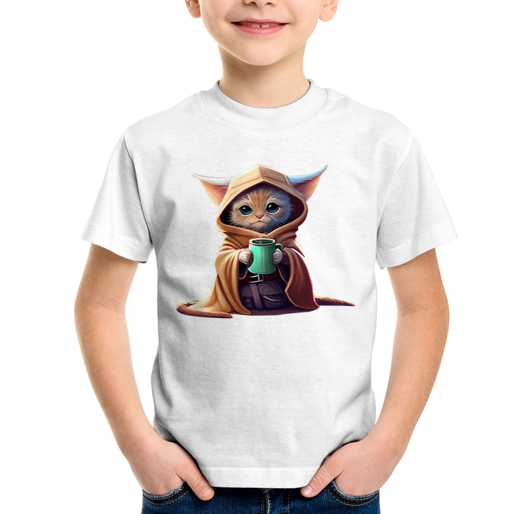 Camiseta Infantil Gato Jedi