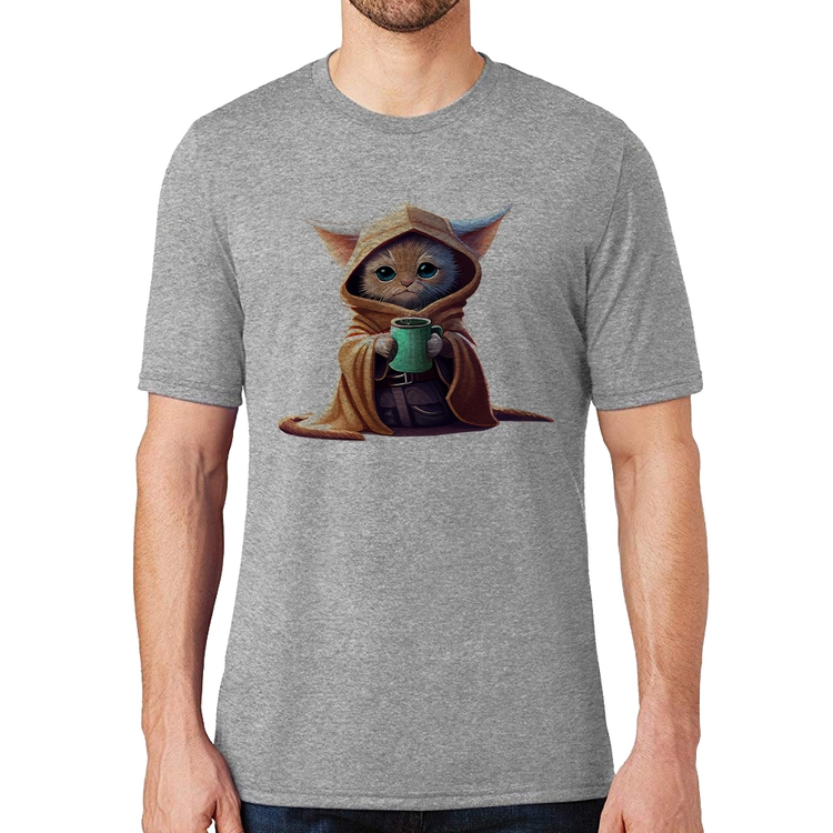 Camiseta Gato Jedi - Cinza