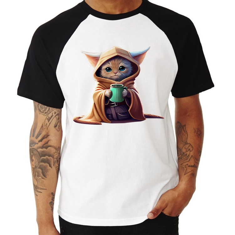 Camiseta Raglan Gato Jedi